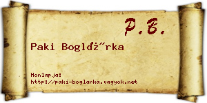 Paki Boglárka névjegykártya